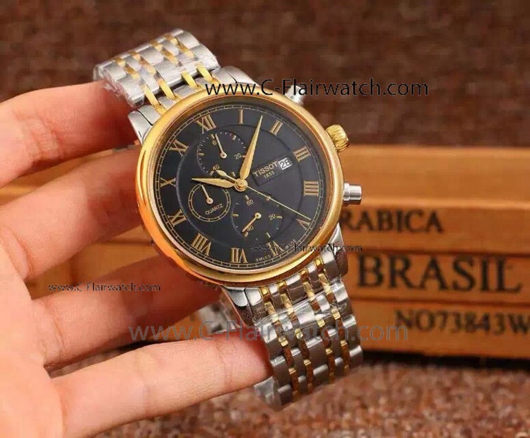 Buy Replica Tissot 1853 2-Tone Black Face Mens Watch